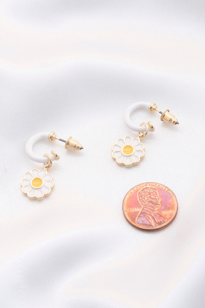 Daisy Charm Open Circle Earring - Wholesale Apparel Center