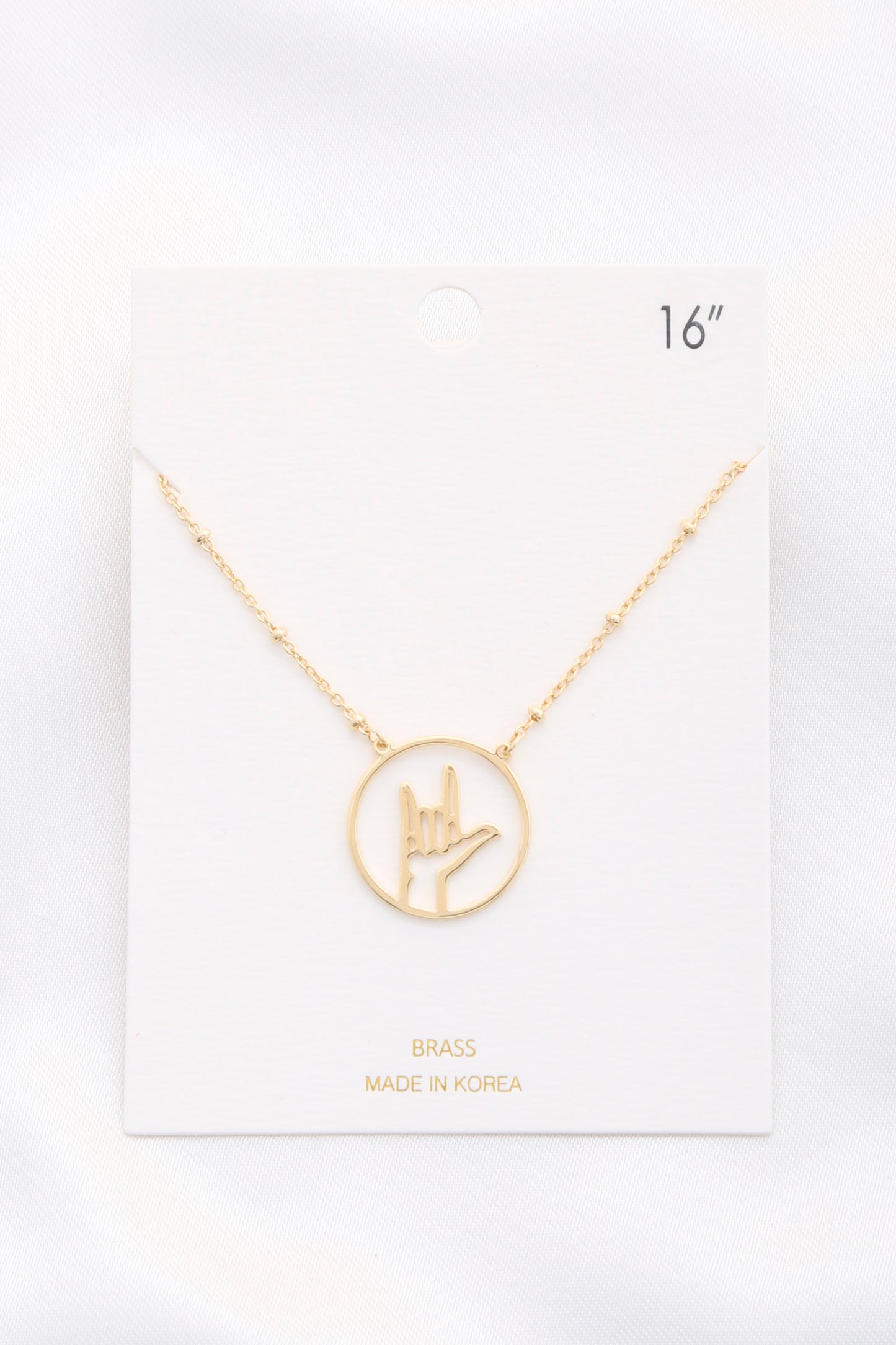Open Peace Hand Sign Necklace