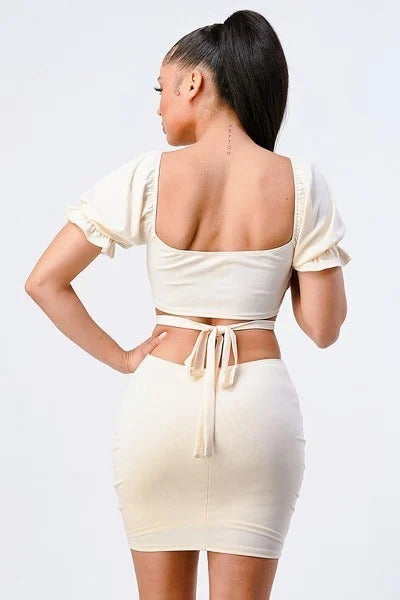 Lux Side Cutout W/ Back Tie Detail Bodycon Dress