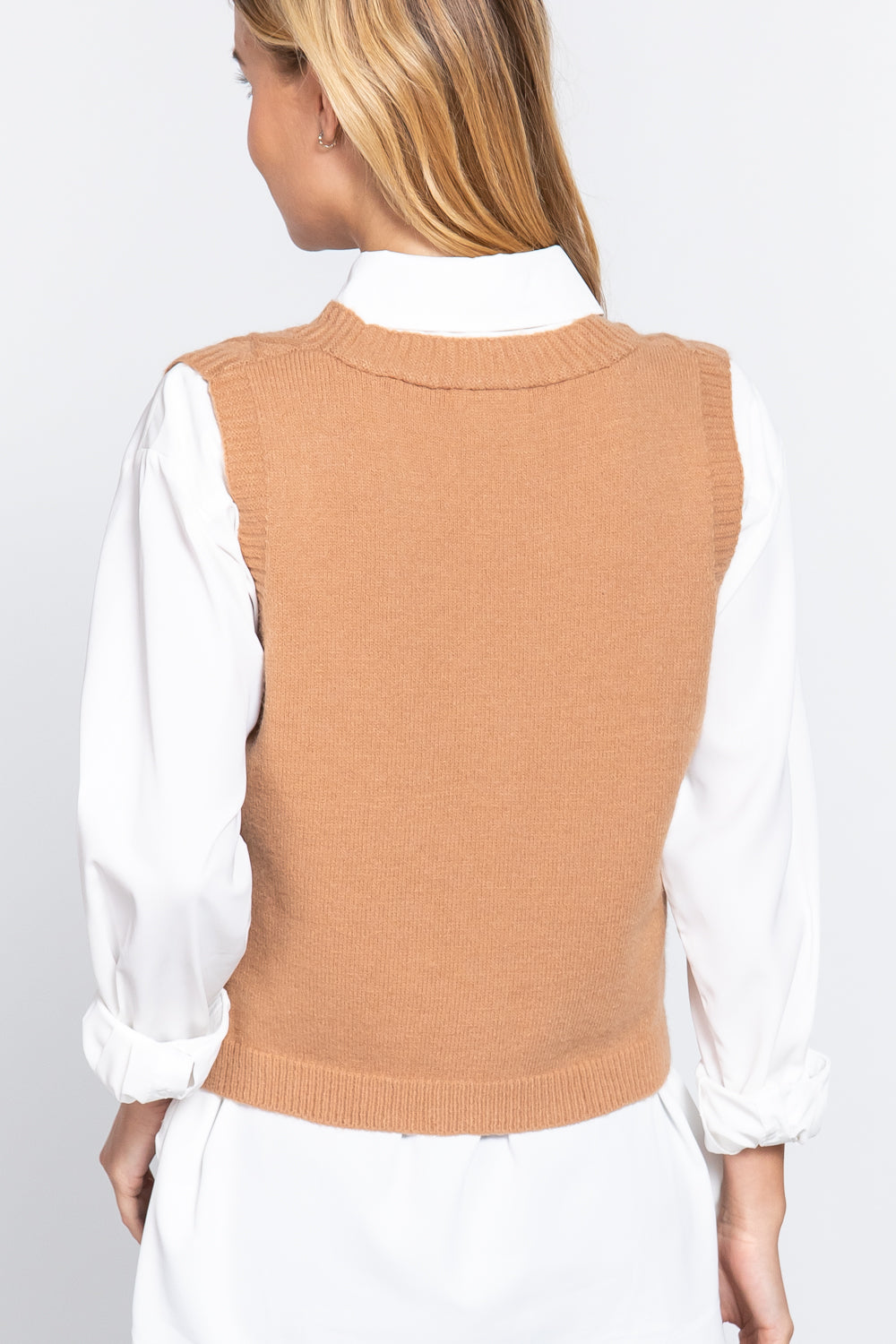 V-neck Cable Sweater Vest Cardigan