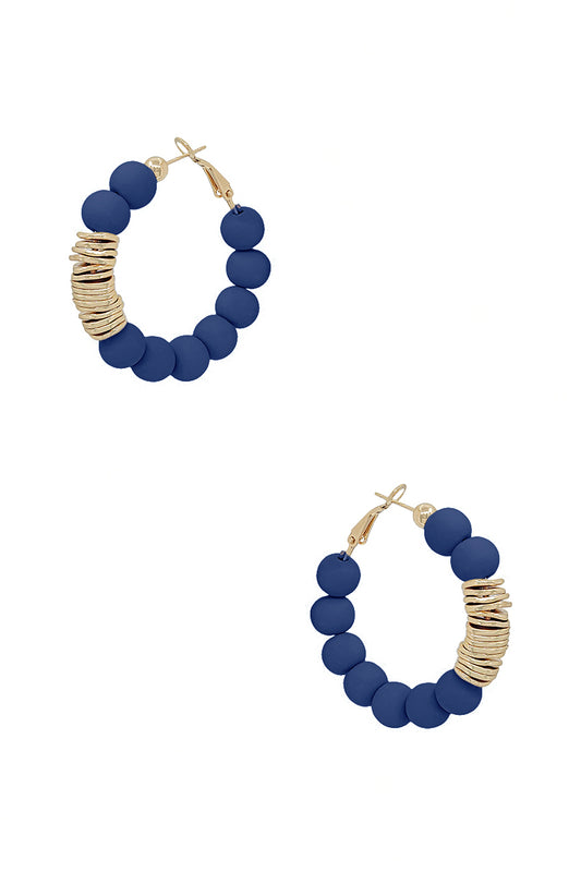 Clay Ball With Metal Accent Hoop Earring - Wholesale Apparel Center