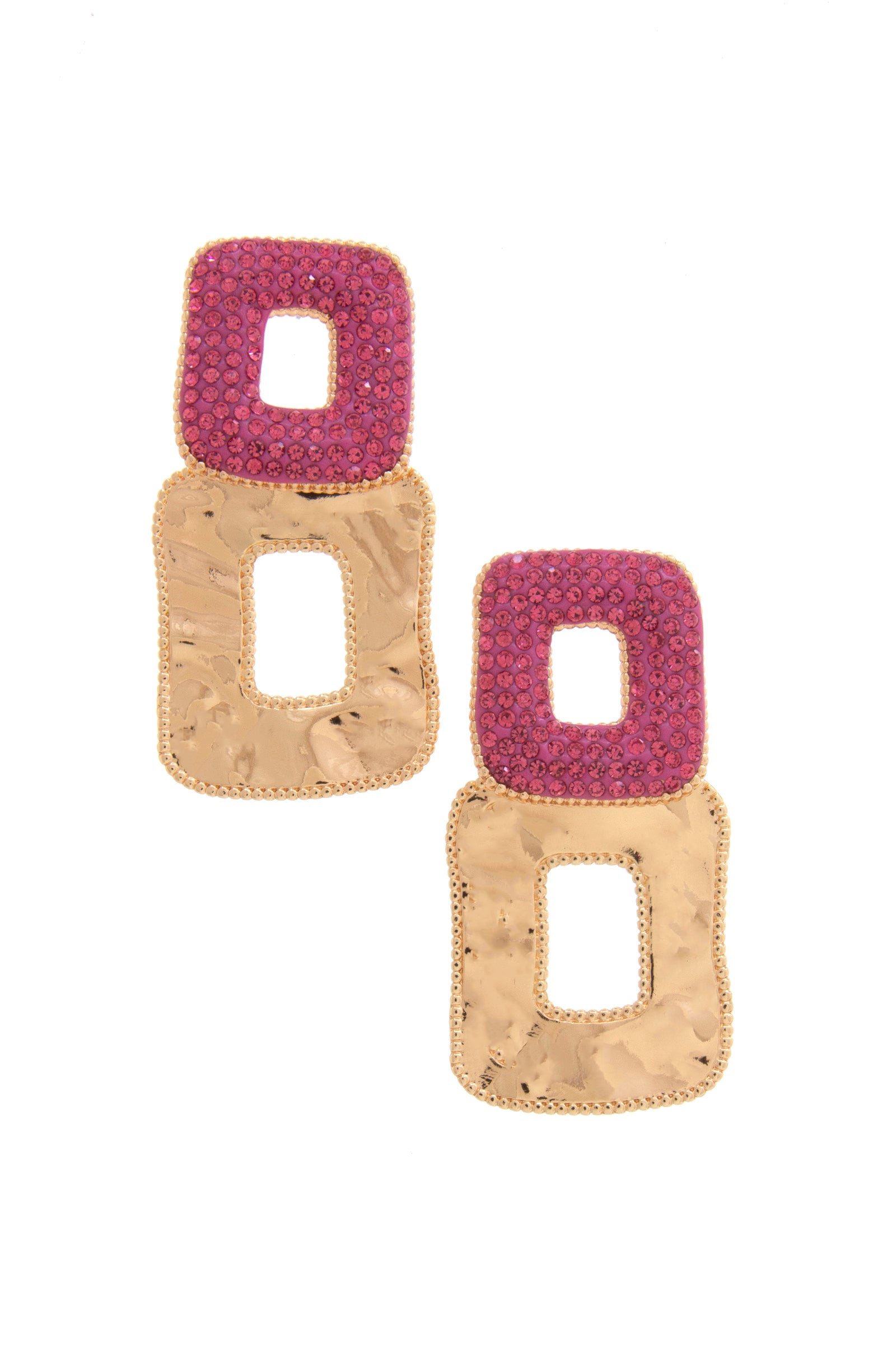 Double Square Rhinestone Post Earring - Wholesale Apparel Center