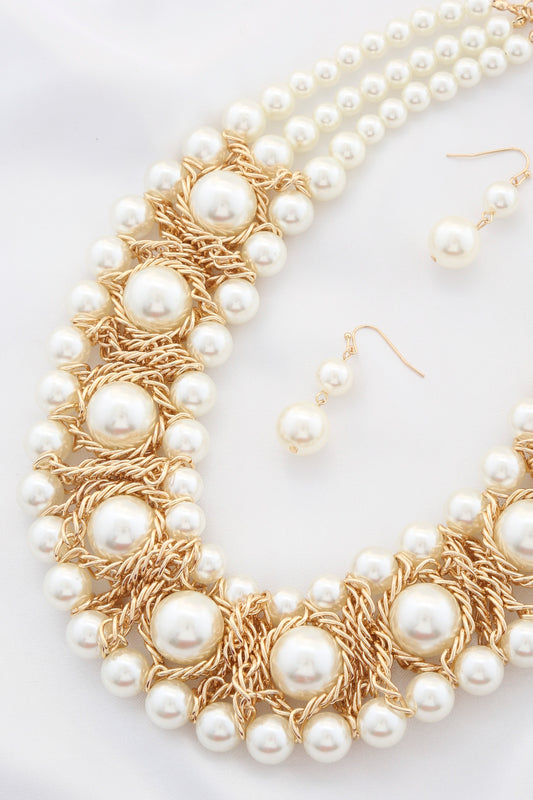 Pearl Wire Statement Necklace - Wholesale Apparel Center