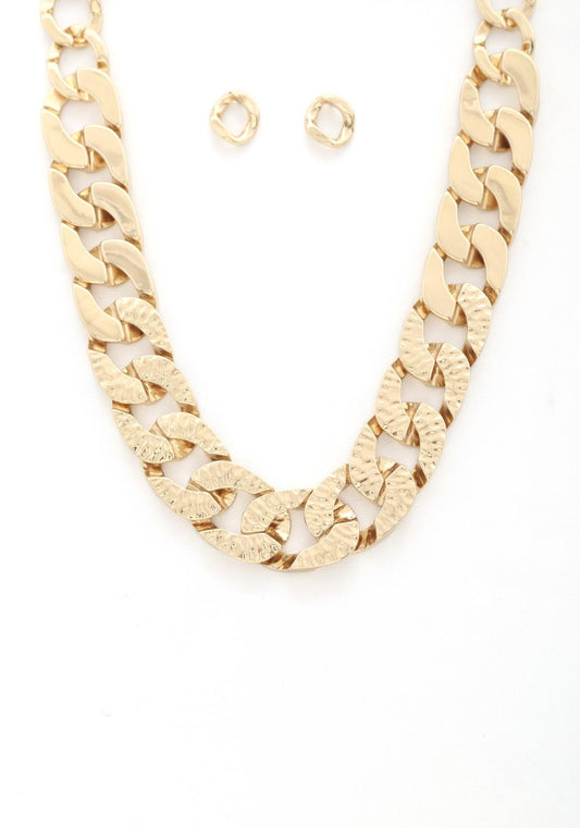 Hammered Metal Curb Link Necklace - Wholesale Apparel Center