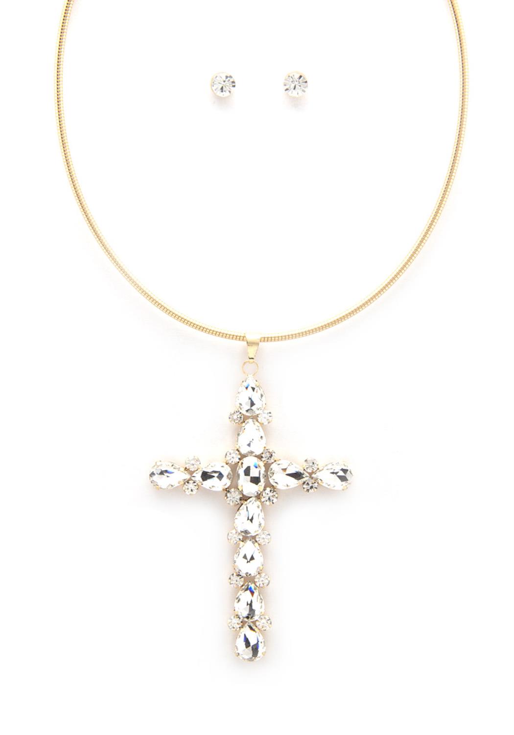 Crystal Cross Metal Necklace - Wholesale Apparel Center