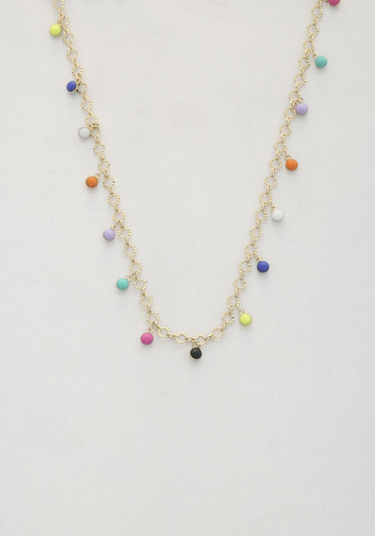Beaded Circle Link Metal Necklace - Wholesale Apparel Center