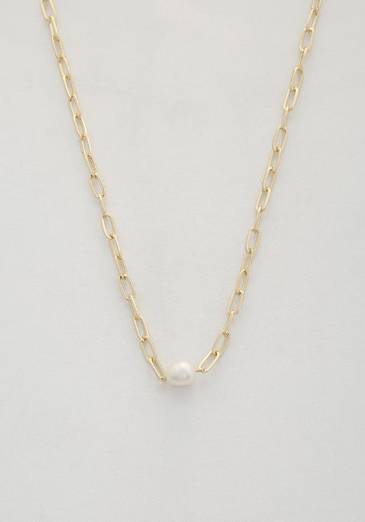 Pearl Bead Oval Link Necklace - Wholesale Apparel Center