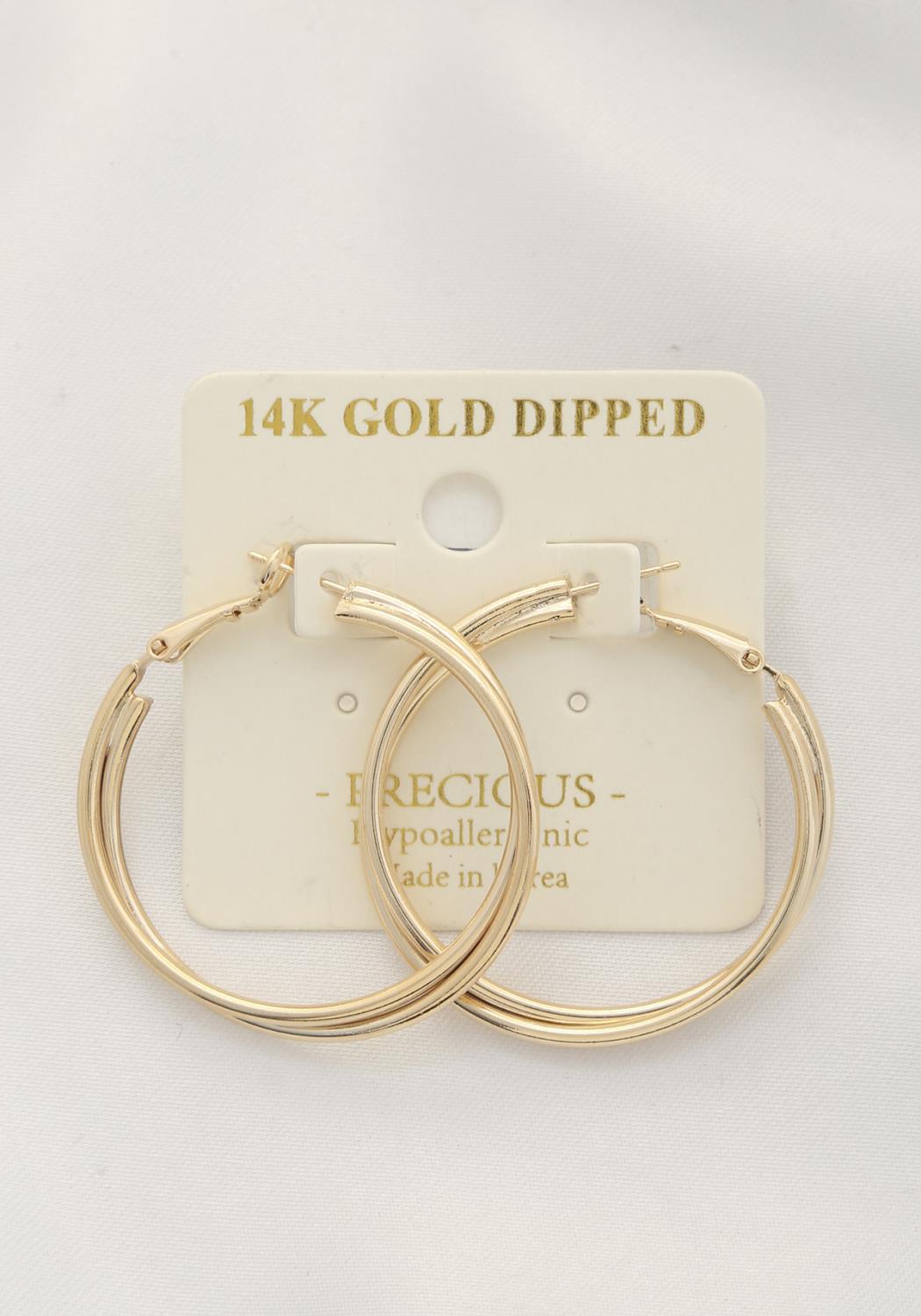 Double Hoop 14k Gold Dipped Earring - Wholesale Apparel Center
