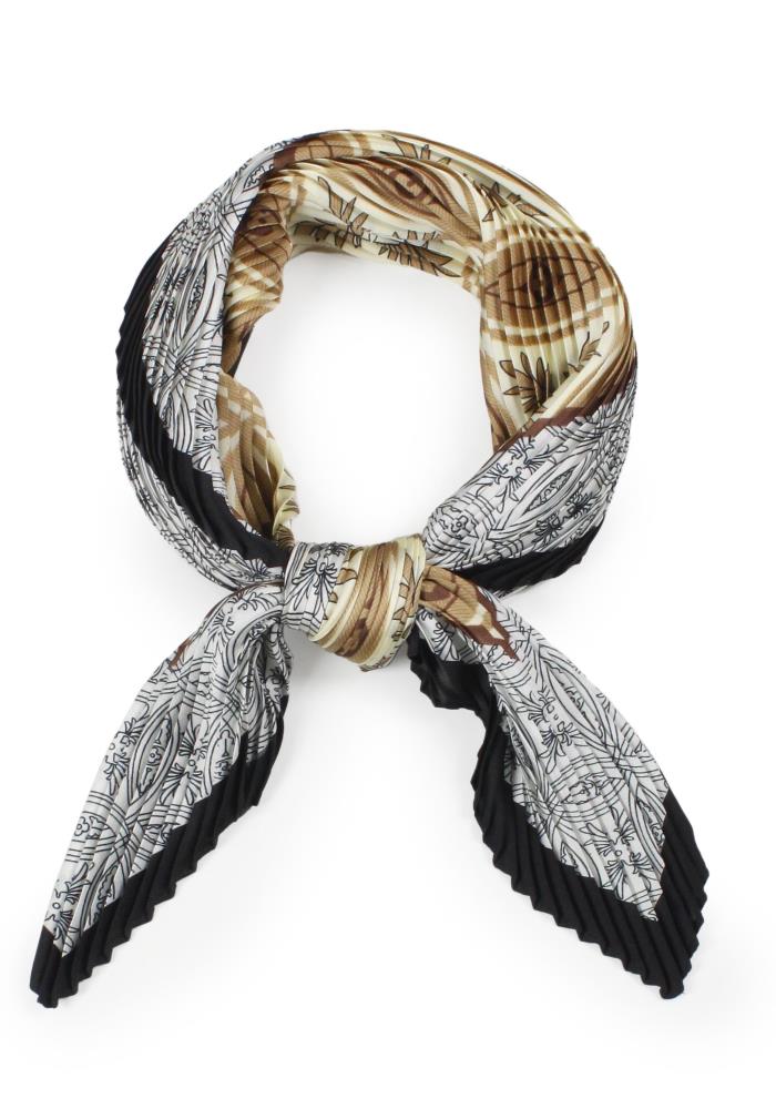 Circle Link Pleated Satin Scarf - Wholesale Apparel Center