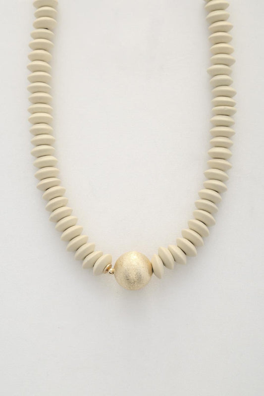 Ball Bead Wood Disc Necklace - Wholesale Apparel Center