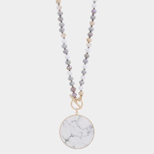 Stone Disc Beaded Necklace - Wholesale Apparel Center