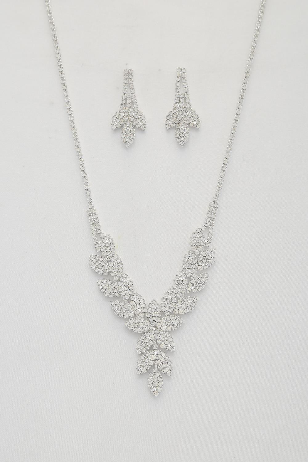 Leaf Pattern Crystal Necklace - Wholesale Apparel Center