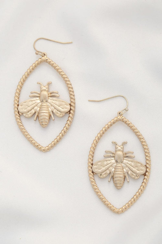 Bee Marquise Shape Dangle Earring - Wholesale Apparel Center
