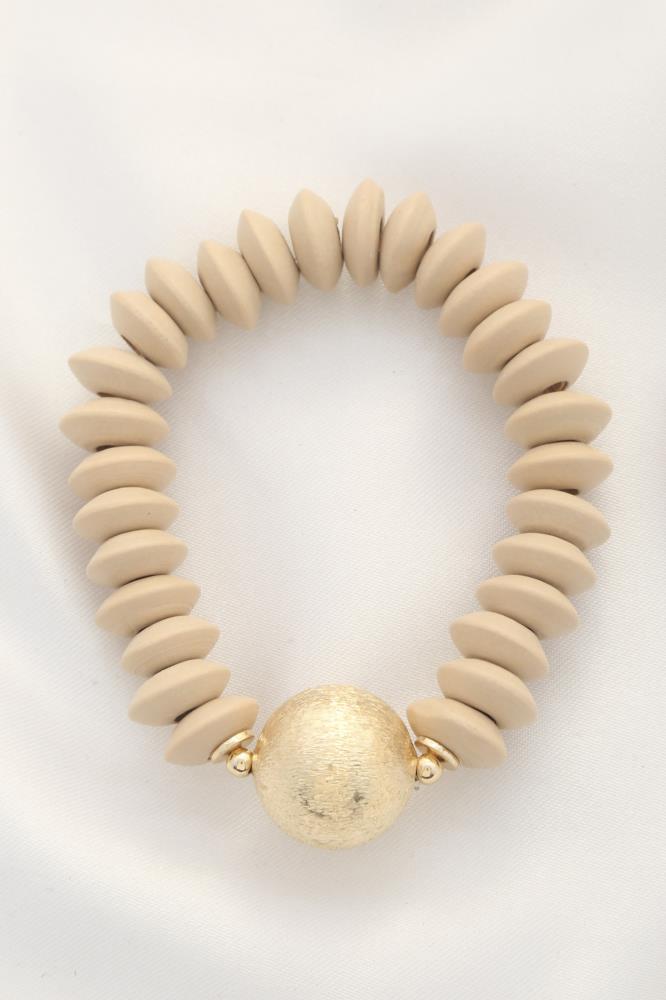 Ball Bead Wood Disc Bracelet - Wholesale Apparel Center